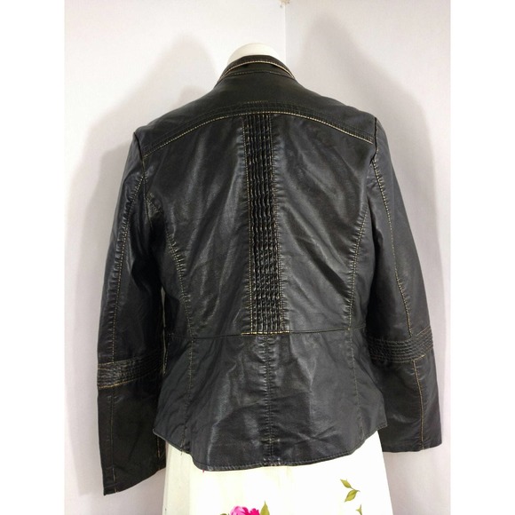 A.N.A. faux leather moto frill golden jacket - Picture 3 of 4